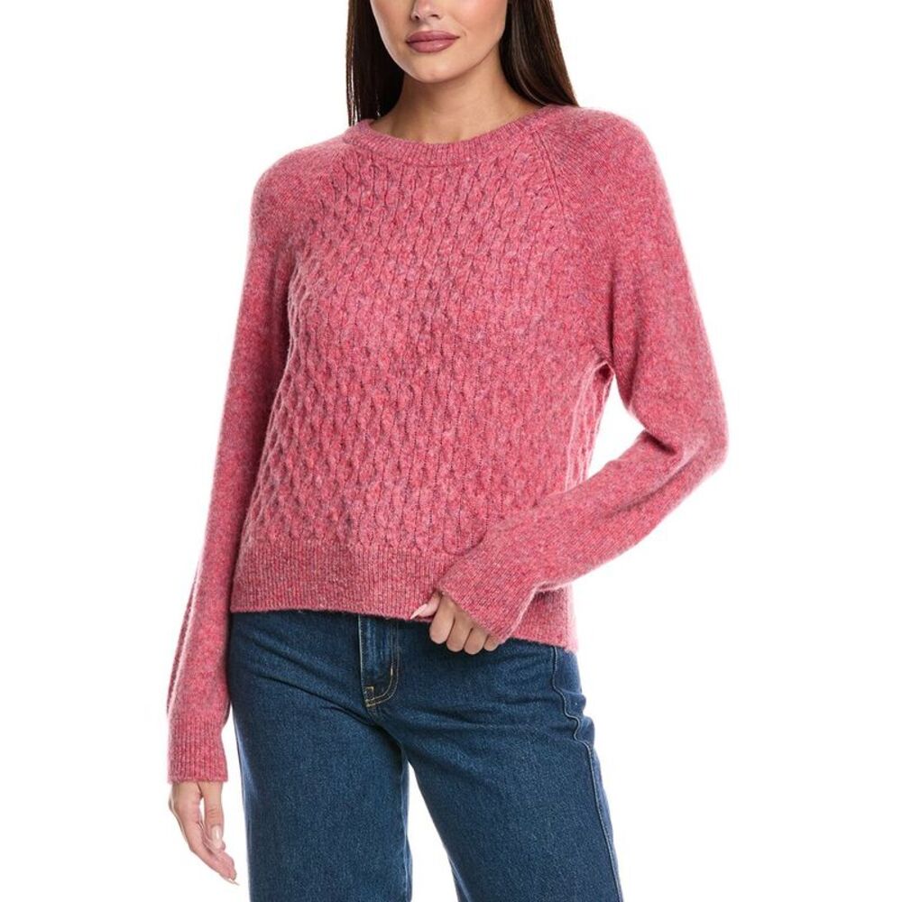 &Isla Womens  Paisley Open Cable Wool-Blend Sweater, Pink